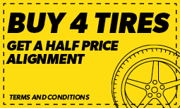 Buy 4 Tires, Get 50% off Alignment Coupon